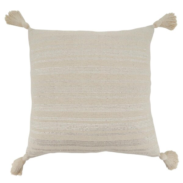 Rlm Distribution SARO  22 in. Square Natural Down-Filled Shimmer Line Design Throw Pillow - HO2658305