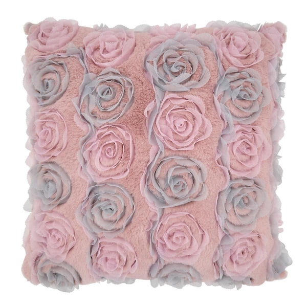 Rlm Distribution SARO  17 in. Square Poly Filled Throw Pillow with Rose Wedding Cake Design  Rose - HO2657919