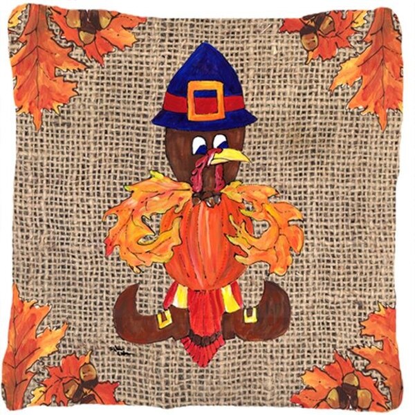 Carolines Treasures Carolines Treasures 8743PW1414 Thanksgiving Turkey Pilgrim Fleur De Lis Indoor & Outdoor Fabric Decorative Pillow - 8743PW1414