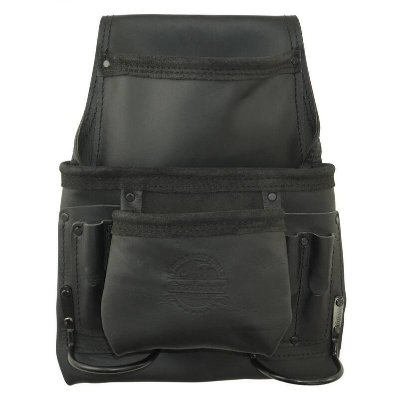 Graintex 9-Pocket Black Nail and Tool Pouch Top Grain Oil Tanned Leather - OS2265