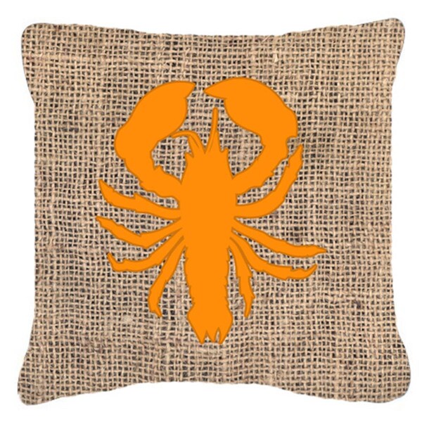 Jensendistributionservices 14 x 14 in. Lobster Burlap and Orange Decorative Fabric Pillow - MI2553905