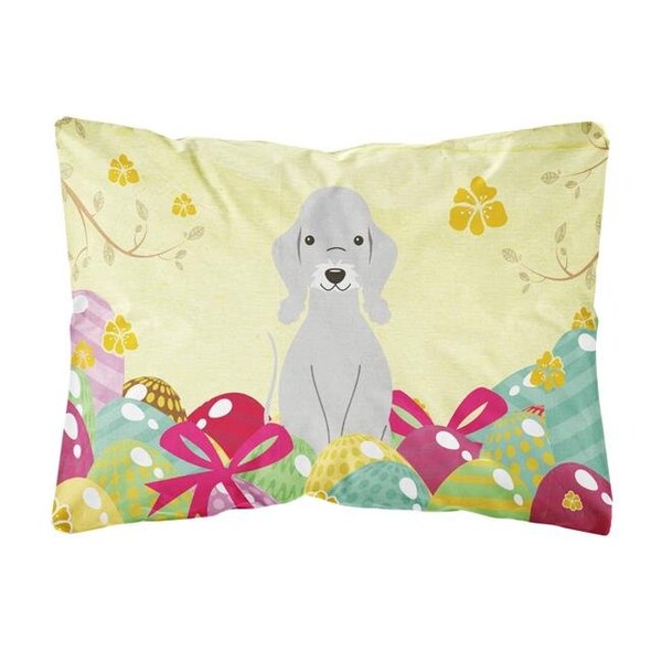 Carolines Treasures Carolines Treasures BB6090PW1216 Easter Eggs Bedlington Terrier Blue Canvas Fabric Decorative Pillow - BB6090PW1216