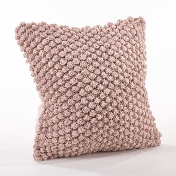 Rlm Distribution SARO  20 in. Crochet Pompom Throw Pillow - Pink - HO2657733