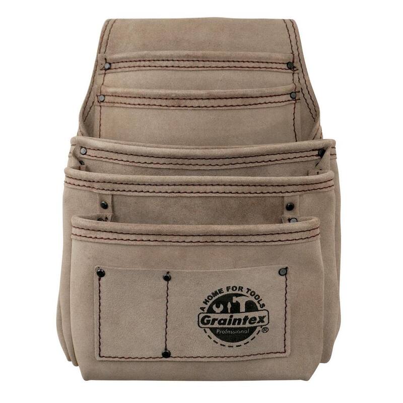 Graintex 7-Pocket Beige Suede Leather Nail & Tool Pouch - SS2193