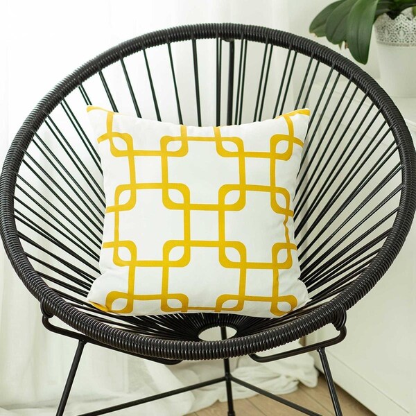 Gfancy Fixtures Yellow Geometric Squares Decorative Throw Pillow Cover - 18 x 18 in. - GF3657336