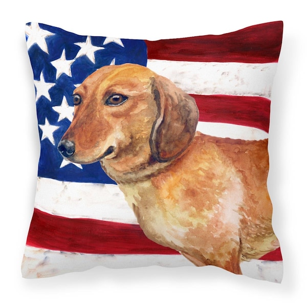Jensendistributionservices Dachshund Patriotic Fabric Decorative Pillow - MI2551481