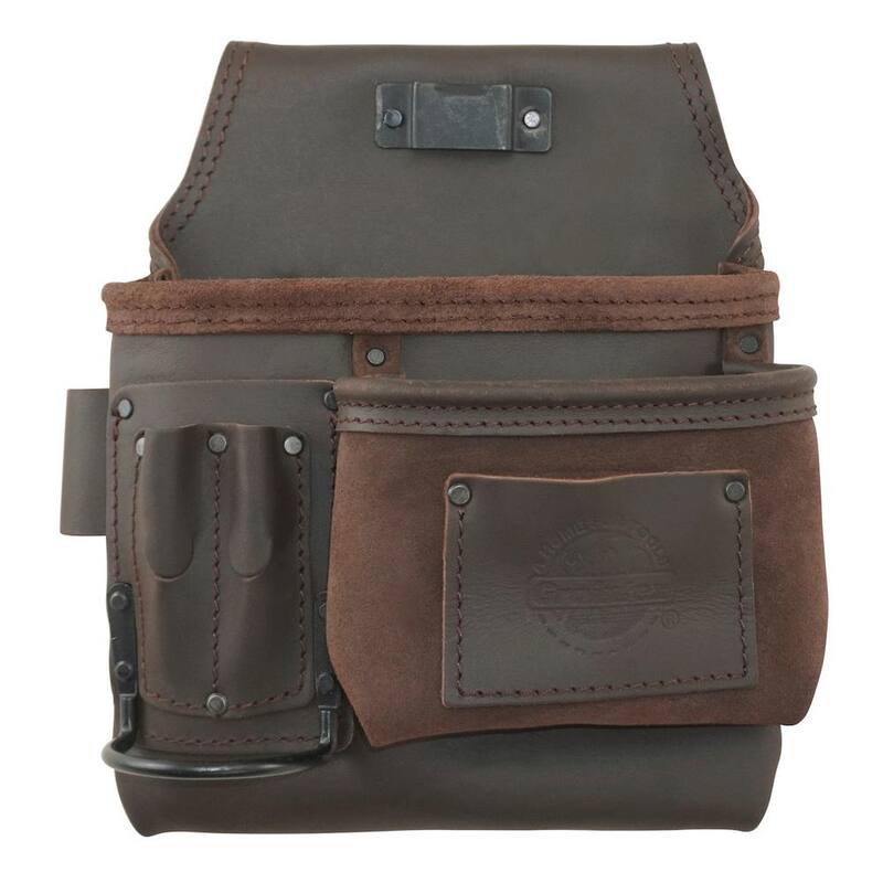 Graintex 5-Pocket Right Handed Top Grain Oil Tanned Leather Nail and Tool Pouch - OS2841