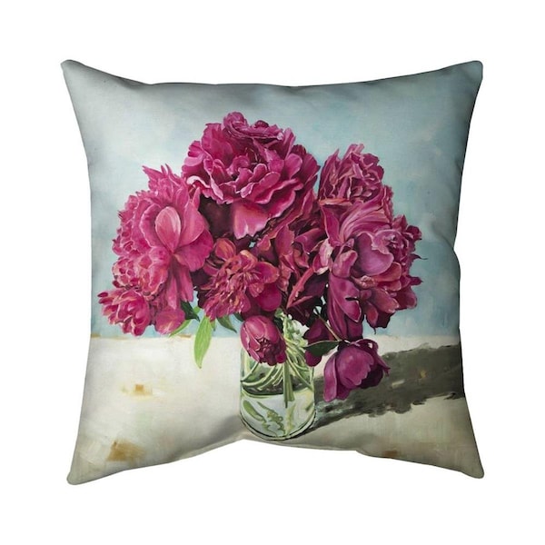 Fondo 20 x 20 in. Fuchsia Peony-Double Sided Print Indoor Pillow - FO2773652