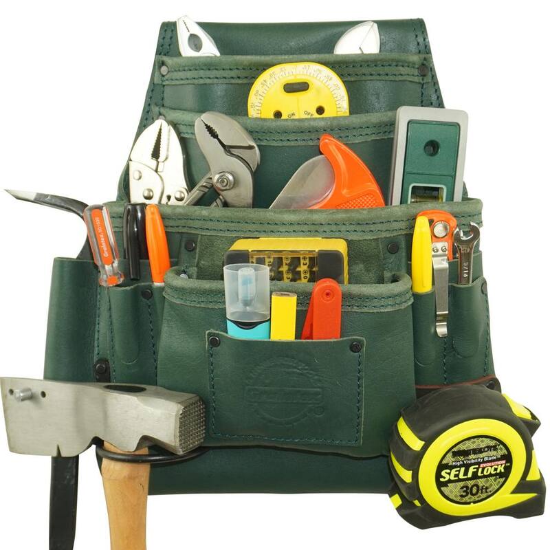 Graintex 10-Pocket Leather Top Grain Nail and Tool Pouch - ST2108