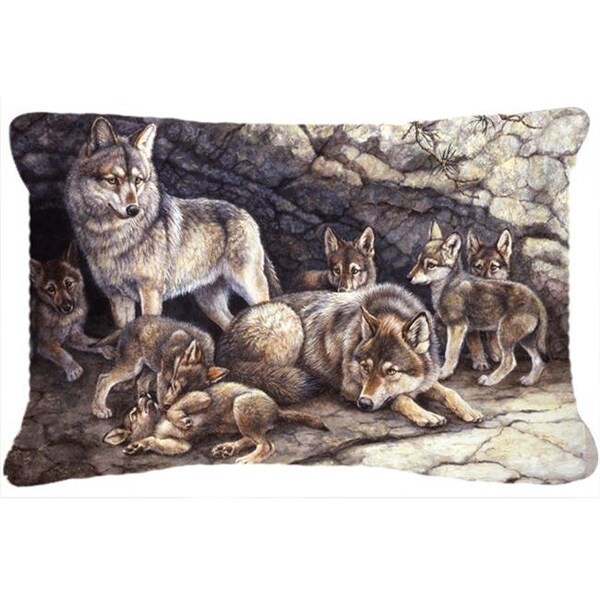 Carolines Treasures Carolines Treasures BDBA0157PW1216 Wolf Wolves by the Den Fabric Decorative Pillow - BDBA0157PW1216