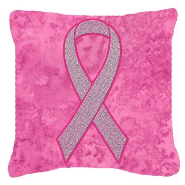 Carolines Treasures Carolines Treasures AN1205PW1414 14 x 14 In. Pink Ribbon for Breast Cancer Awareness Indoor & Outdoor Fabric Decorative Pillow - AN1205PW1414