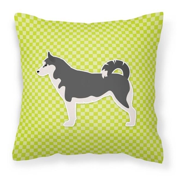 Carolines Treasures Carolines Treasures BB3880PW1414 Siberian Husky Checkerboard Green Fabric Decorative Pillow - BB3880PW1414