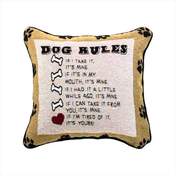 Manual Woodworkers & Weavers Manual Woodworkers and Weavers TPDLAW Dog Laws Tapestry Word Pillow Jacquard Woven Fashionable Design 12.5 X 12.5 in. Poly Blend - TPDLAW