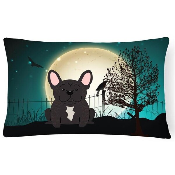 Carolines Treasures Carolines Treasures BB2199PW1216 Halloween Scary French Bulldog Brindle Canvas Fabric Decorative Pillow - BB2199PW1216