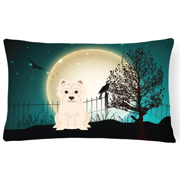 Micasa Halloween Scary Westie Canvas Fabric Decorative Pillow - MI891817