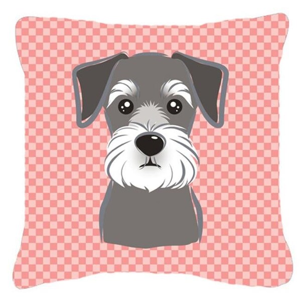Carolines Treasures Carolines Treasures BB1206PW1414 Checkerboard Pink Schnauzer Fabric Decorative Pillow; 14 x 14 In. - BB1206PW1414