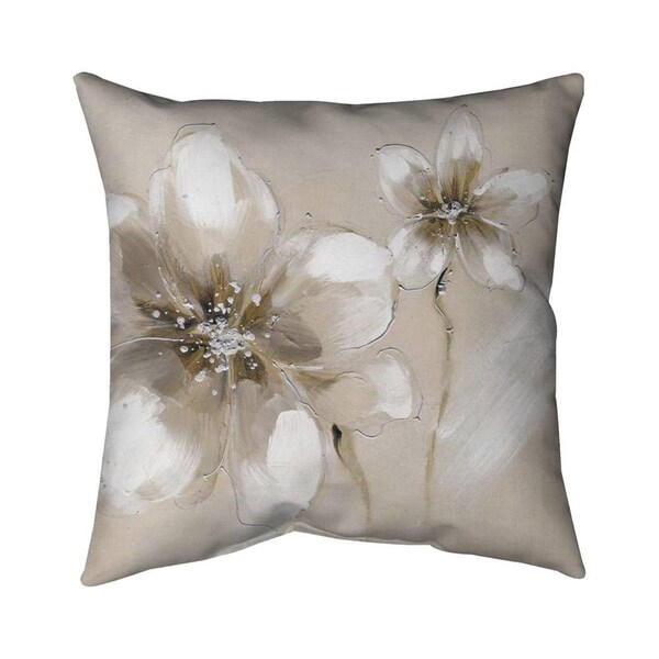 Begin Home Decor 26 x 26 in. Two Cream Flowers-Double Sided Print Indoor Pillow - 5541-2626-FL30