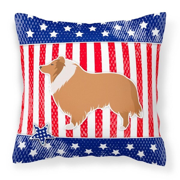 Jensendistributionservices USA Patriotic Collie Fabric Decorative Pillow - MI2550101