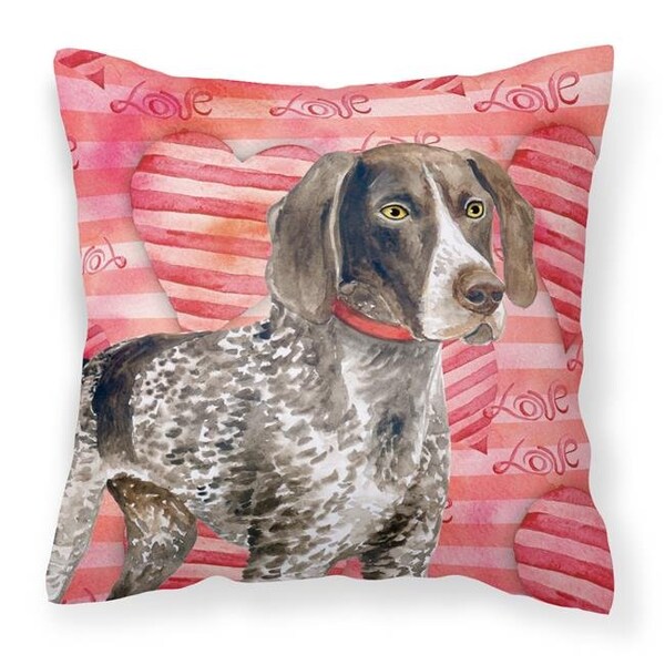Carolines Treasures Carolines Treasures BB9728PW1414 German Shorthaired Pointer Love Fabric Decorative Pillow - BB9728PW1414