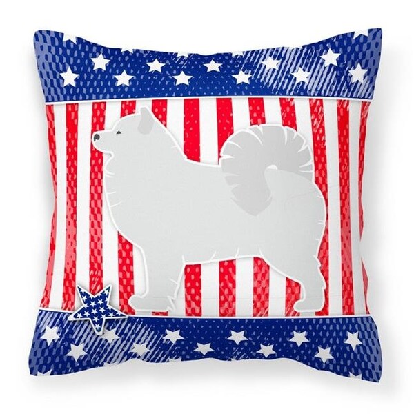 Carolines Treasures Carolines Treasures BB3359PW1414 USA Patriotic Samoyed Fabric Decorative Pillow - BB3359PW1414