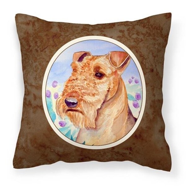 Carolines Treasures Carolines Treasures 7007PW1414 Airedale Terrier in Flowers Fabric Decorative Pillow - 7007PW1414