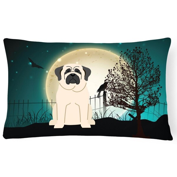 Carolines Treasures Halloween Scary Mastiff White Canvas Fabric Decorative Pillow - BB2207PW1216