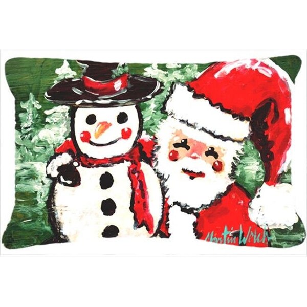 Carolines Treasures Carolines Treasures MW1167PW1216 Friends Snowman And Santa Claus Indoor & Outdoor Fabric Decorative Pillow - MW1167PW1216