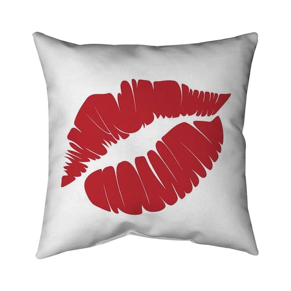 Begin Home Decor 26 x 26 in. Red Lipstick Mark-Double Sided Print Indoor Pillow - 5541-2626-MI6