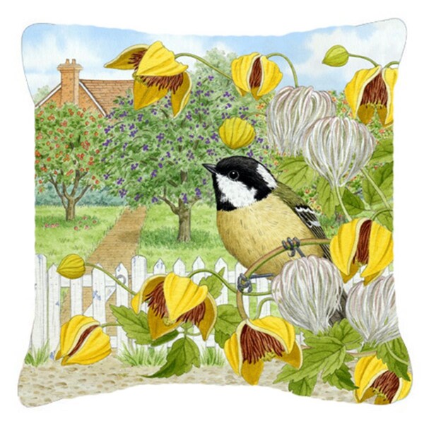 Jensendistributionservices Coal Tits Yellow Flowers Canvas Decorative Pillow - MI2557166