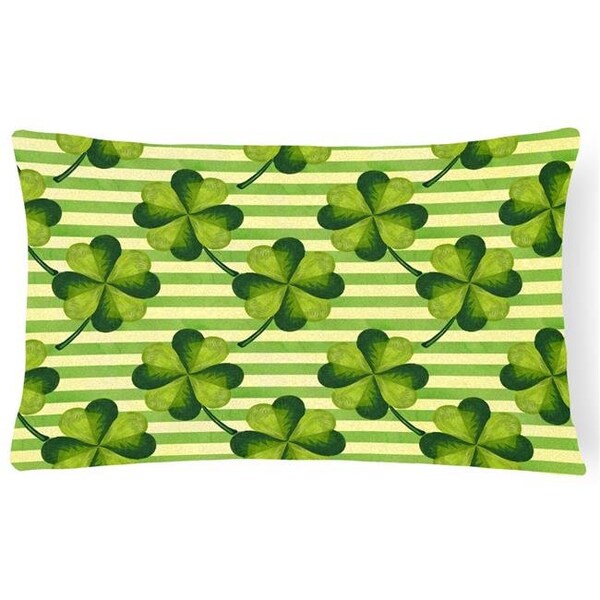 Carolines Treasures Carolines Treasures BB7557PW1216 Watercolor Shamrock Stripes Canvas Fabric Decorative Pillow; 12 x 16 in. - BB7557PW1216