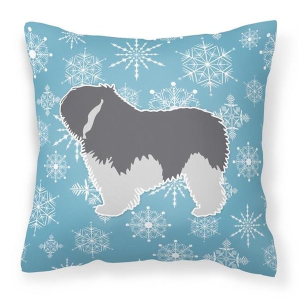 Carolines Treasures Carolines Treasures BB3532PW1414 Winter Snowflake Polish Lowland Sheepdog Dog Fabric Decorative Pillow - BB3532PW1414