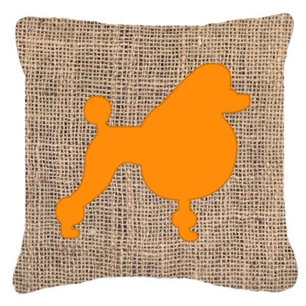 Jensendistributionservices Poodle Burlap and Orange Indoor & Outdoor Decorative Fabric Pillow - 18 x 18 in. - MI2551365