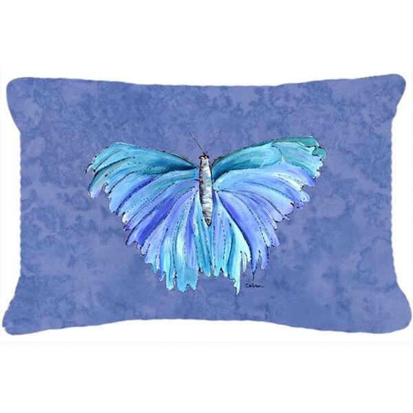 Carolines Treasures Carolines Treasures 8855PW1216 12 x 16 In. Butterfly on Slate Blue Indoor & Outdoor Fabric Decorative Pillow - 8855PW1216