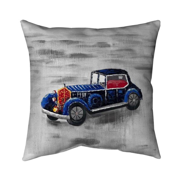 Begin Home Decor 20 x 20 in. Vintage Blue Toy Car-Double Sided Print Indoor Pillow - 5541-2020-TR17-1