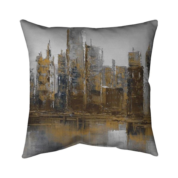 Fondo 26 x 26 in. Grey & Yellow Cityscape-Double Sided Print Indoor Pillow - FO2775312