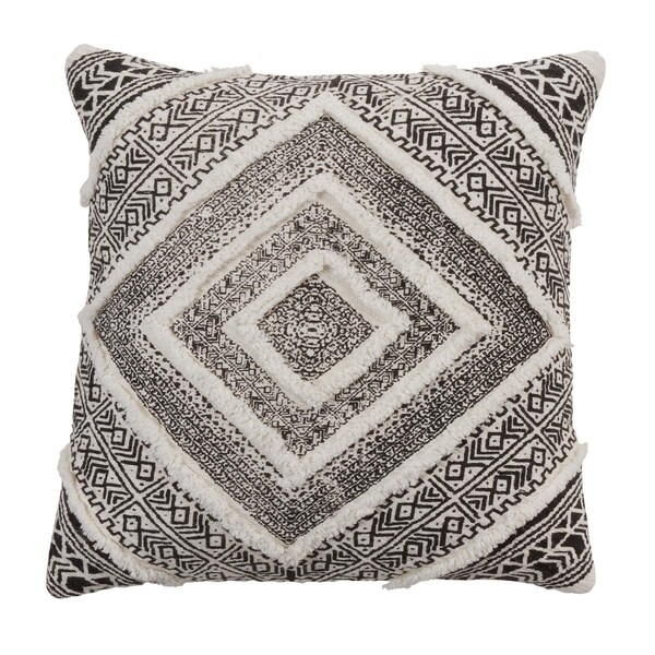 Rlm Distribution 18 in. Embellished Diamond Throw Pillow with Down Filling Black - HO3213296