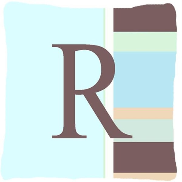 Carolines Treasures Carolines Treasures CJ1003-RPW1414 Letter R Initial Monogram - Blue Stripes Indoor & Outdoor Fabric Decorative Pillow - CJ1003-RPW1414