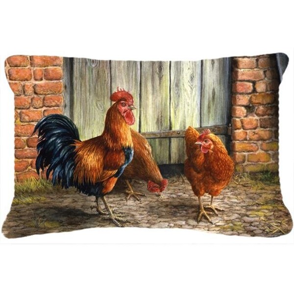 Carolines Treasures Carolines Treasures BDBA0056PW1216 Rooster & Chickens by Daphne Baxter Fabric Decorative Pillow - BDBA0056PW1216