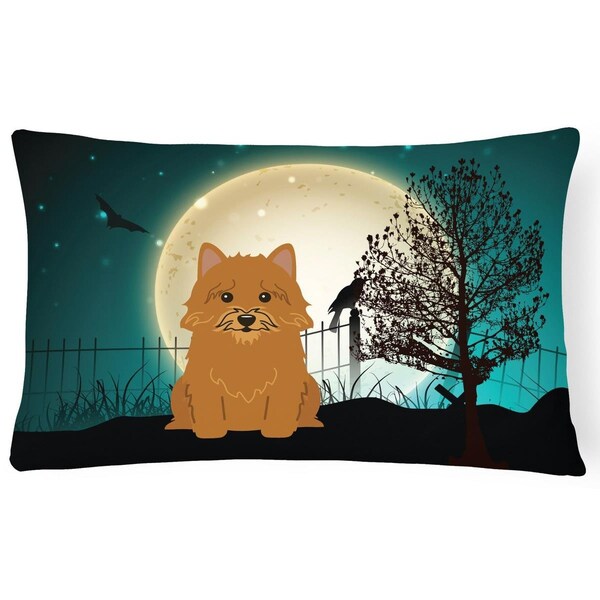 Carolines Treasures Halloween Scary Norwich Terrier Canvas Fabric Decorative Pillow - BB2210PW1216