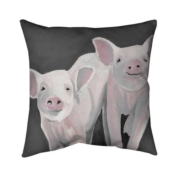 Begin Home Decor 26 x 26 in. Two Little Piglets-Double Sided Print Indoor Pillow - 5541-2626-AN420-1
