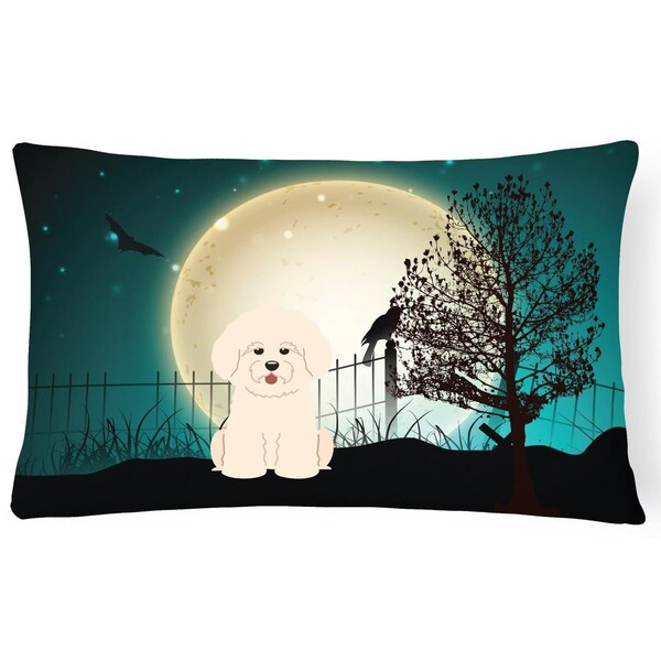Carolines Treasures Halloween Scary Bichon Frise Canvas Fabric Decorative Pillow - BB2265PW1216