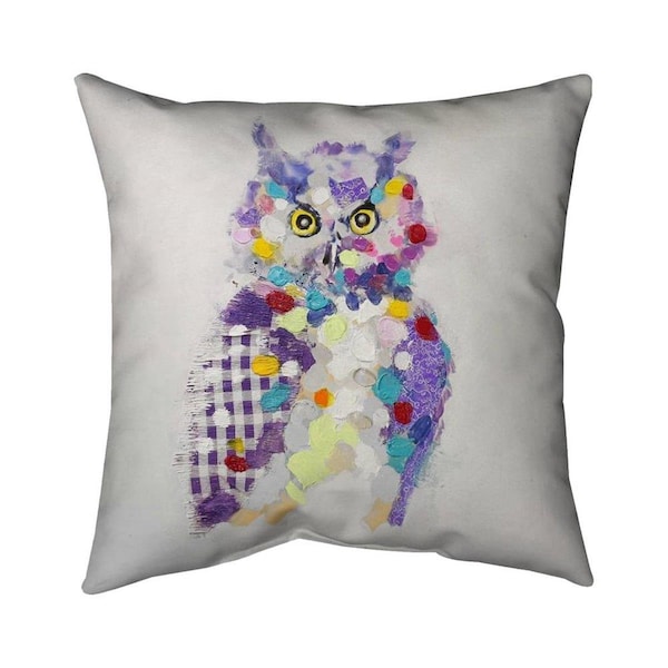 Begin Home Decor 20 x 20 in. Textured Abstract Owl-Double Sided Print Indoor Pillow - 5541-2020-AN46