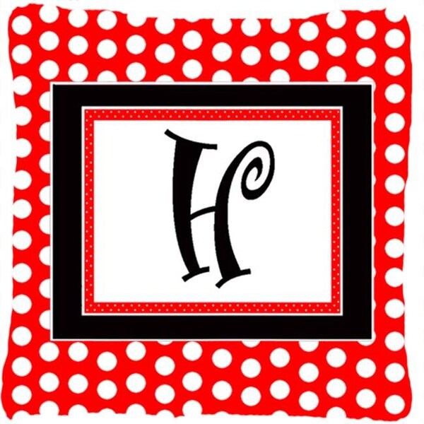 Carolines Treasures Carolines Treasures CJ1012-HPW1414 Letter H Initial Monogram - Red Black Polka Dots Decorative Indoor & Outdoor Fabric Pillow - CJ1012-HPW1414