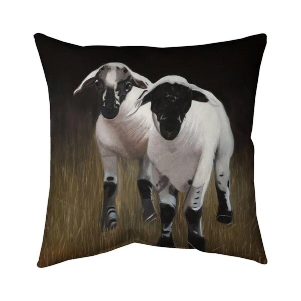Begin Home Decor 20 x 20 in. Two Lambs-Double Sided Print Indoor Pillow - 5541-2020-AN508