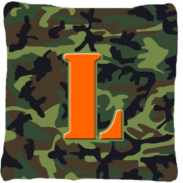 Carolines Treasures Carolines Treasures CJ1030-LPW1414 Monogram Initial L Camo Green Decorative Fabric Pillow - CJ1030-LPW1414