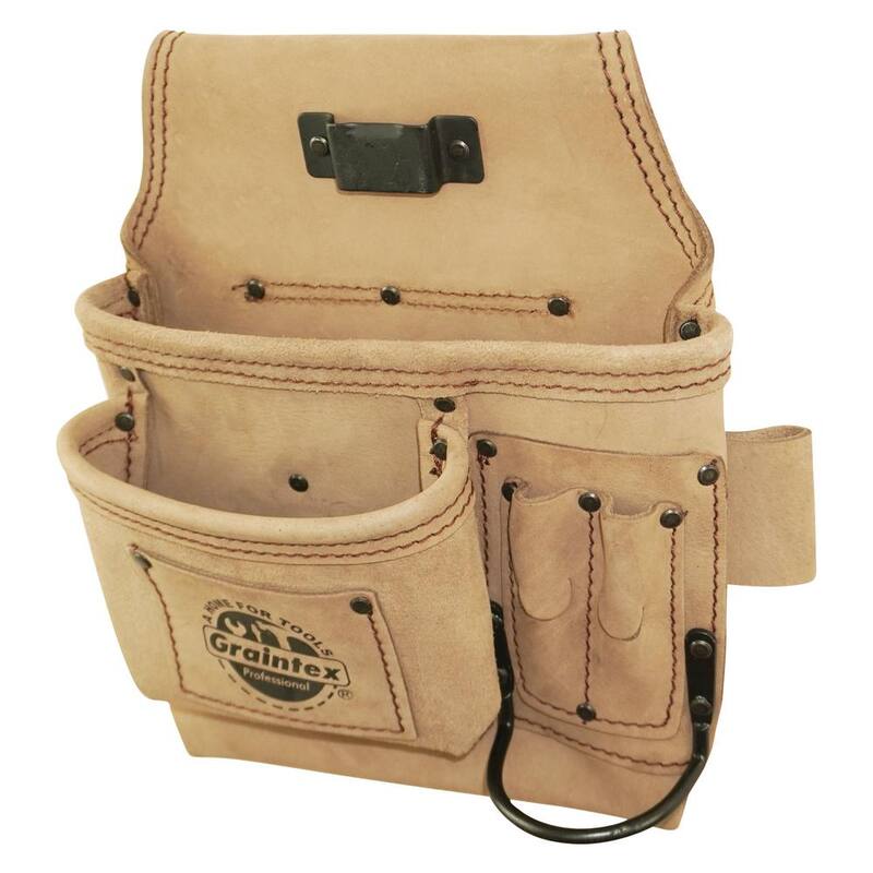 Graintex 5-Pocket Left Handed Beige Top Grain Leather Tool Pouch - ST2255