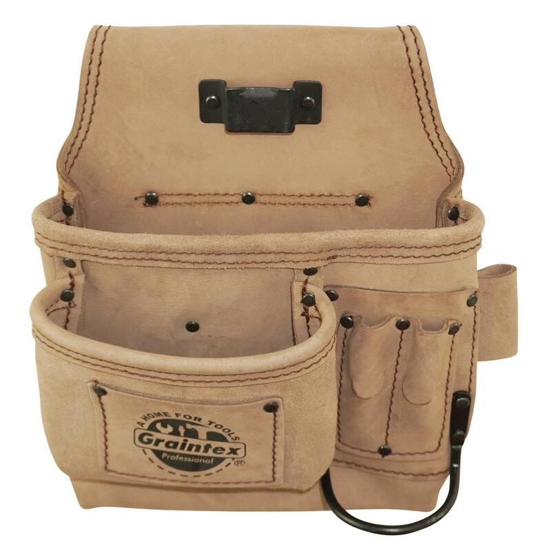 Graintex 5-Pocket Left Handed Beige Top Grain Leather Tool Pouch - ST2255