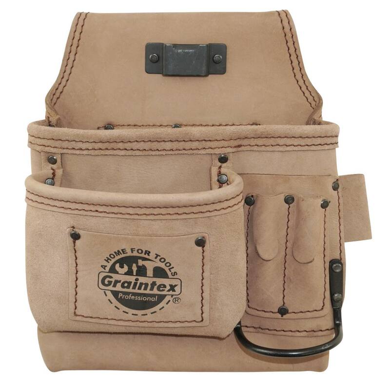 Graintex 5-Pocket Left Handed Beige Top Grain Leather Tool Pouch - ST2255