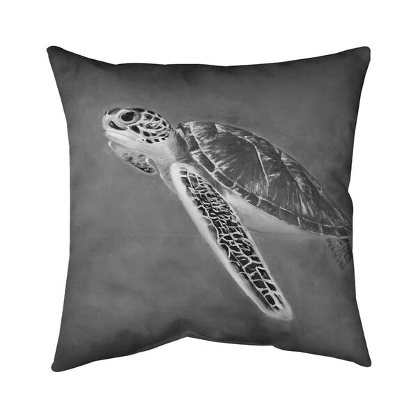 Begin Home Decor 20 x 20 in. Greyscale Sea Turtle-Double Sided Print Indoor Pillow - 5541-2020-AN274-1