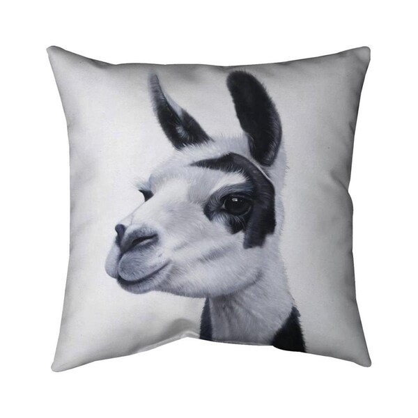 Fondo 20 x 20 in. Black & White Lama-Double Sided Print Indoor Pillow - FO2774558